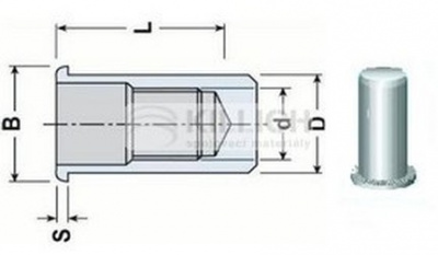 nitovacie matice UZAVRETÁ M10x30 A2 NEREZ plochá hladká hlava, hladký driek (s= 0.8-3.5 mm)