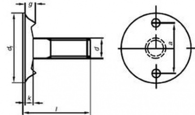 skrutka M6x20 zápustná hlava 3.6 BEZ PÚ korčeková+matica+podložka DIN 15237