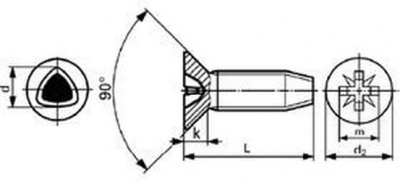 skrutka M4x8 ČIERNY ZINOK zápustná hlava krížová drážka zavitotvorná DIN 7500 M-Z