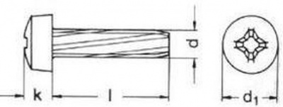 skrutka M5x25 ZINOK polguľatá hlava krížová drážka zavitotvorná DIN 7516A