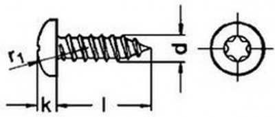 skrutka do plechu 3.5x9.5 A2 NEREZ-čierný zinek polguľatá hlava TORX DIN 7981 C TX