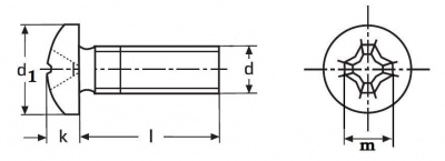 skrutka Nr.4-40x1/2 UNC A2 NEREZ polguľatá hlava krížová drážka PH DIN 7985