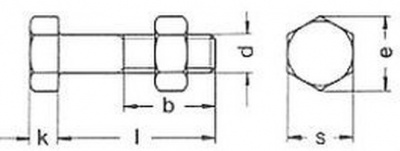 skrutka M16x35 BEZ PÚ 4.6 pre oceľové konštrukcie DIN 7990 s maticí