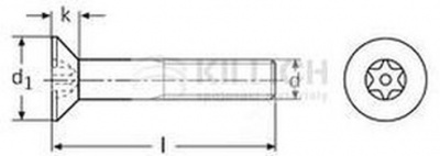 skrutka M5x16 A2 NEREZ zápustná hlava TORX DIN 7991 - ISO 10642 TX