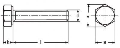 skrutka M8x1.0x35 BEZ PÚ 8.8 šesťhranná, celý, jemný závit DIN 961