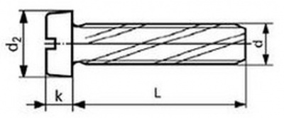 skrutka M4x10 ZINOK zavitotvorná valcová hlava rovná drážka DIN 7513B