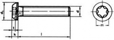 skrutka M8x10 ZINOK 8.8 polguľatá hlava TORX ISO 7380-1T