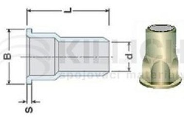 nitovacie matice OTVORENÁ M10x21 A2 NEREZ plochá hladká hlava, čiastočný šesťhranný driek d=13mm (s= 1.0-4.0 mm)