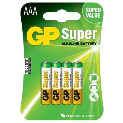 alkalické batérie GP SUPER AAA 1.5V, blister (4 ks)