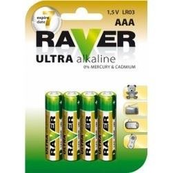 alkalické batérie RAVER ULTRA ALKALINE AAA 1.5V, blister (4 ks)