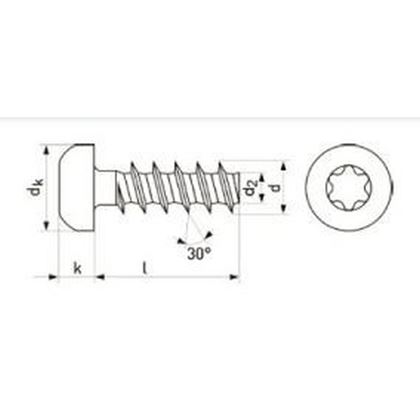 skrutka do plastu 3.5x35 F ZINOK polguľatá hlava, TORX 10, PLASFAST 30