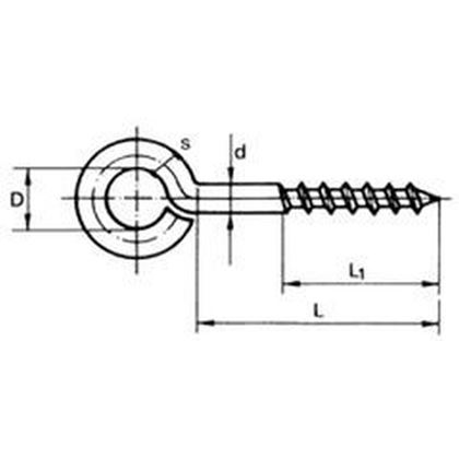 očko 3.7x20 (dĺžka 20mm, závit 12 mm, očko 10mm) A2 NEREZ do dreva