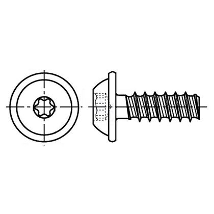 skrutka do plastu 3.5x8 F ZINOK polguľatá hlava s golierom, TORX 10, PLASFAST 30