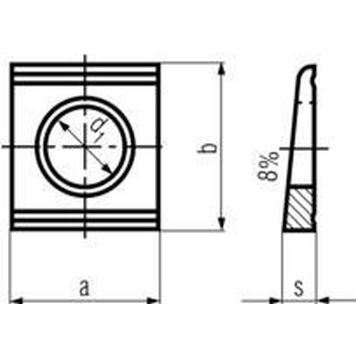 podložka M10 pr. 11x22x22x3.8 A4 NEREZ klínová DIN 434U