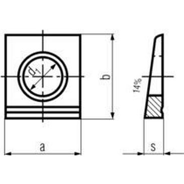 podložka M12 pr.13.5x24x30x4.9 ZINOK čtyřhranná pre nosníky DIN 435I
