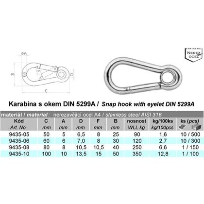 karabina 8x80 ZINOK s okom DIN 5299A