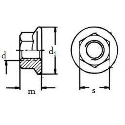 matica 3/8"-16 UNC A2 NEREZ ozubený golier DIN 6923
