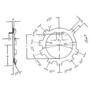 podložka M55 pr. 55x67x1.2 BEZ PÚ ozubená DIN 70952 A