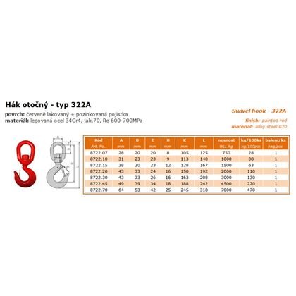 otočný hák s okom 322A 1.0t