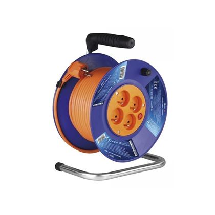 Predlžovací kábel na bubne 50 m / 4 zásuvky / červený / PVC / 230 V / 1,5 mm2