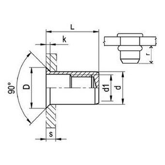 nitovacie matica UZAVRETÁ M6x21.5 ZINOK zapustená hladká hlava, ryhovaný driek (s= 0.5-3.0 mm)