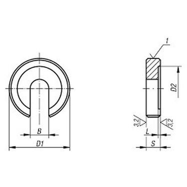 podložka M10, pr.10.5x34x1.2 BRYNÝROVÁNO podsuvná DIN 6372