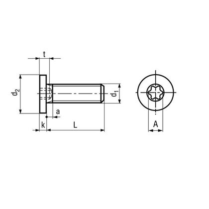 skrutka M6x10 ZINOK 8.8 extrémne nízká hlava TORX BN 9524