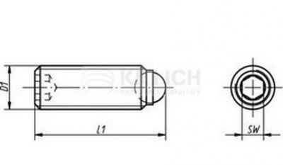 skrutka M12x28 vnitřní imbus s tlačným čapom (červík) standardní síla pružiny