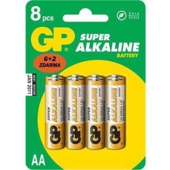 alkalické batérie GP SUPER AA 1.5V, blister (6+2 ks)