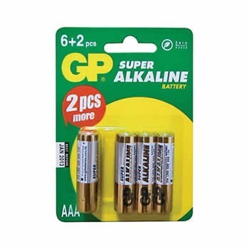 alkalické batérie GP SUPER AAA 1.5V, blister (6+2 ks)