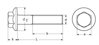 skrutka M12x60 ZINOK 8.8 s prírubou hladká DIN 6921