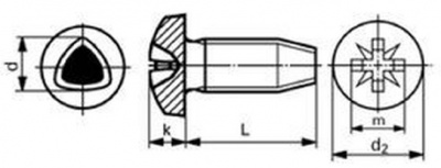 skrutka M4x8 A2 NEREZ polguľatá hlava, krížová drážka zavitotvorná DIN 7500 C-Z