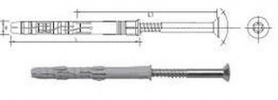 hmoždinka 8x60 RMT+rámová, vrut zápustná hlava, torx