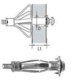 hmoždinka dutinová HOD-S skrutka M5x52 ZINOK 3-16 blister (20 ks) L1 7-16