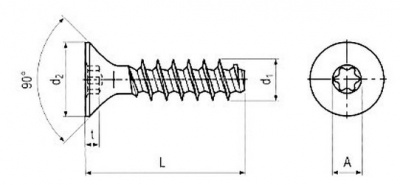 skrutka do plastu 2.5x6 F ZINOK zápustná hlava TORX 8, PLASFAST 30