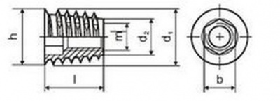 matica nábytkárska M10x25 D ŽLTÝ ZINOK závrtná s límcem